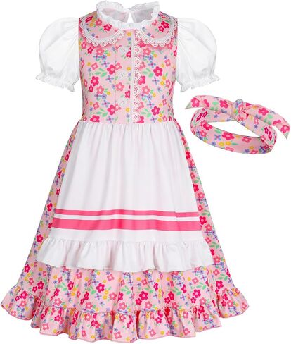 WonderBabe Girls Pioneer Dress Colonial Dress Girls Prairie Costume Kids Halloween Party Dress up Outfits in Saudi Arabia