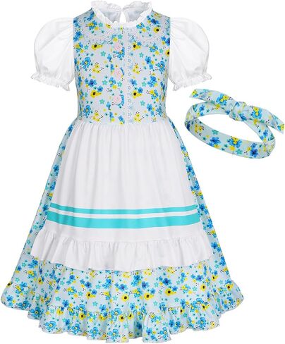 WonderBabe Girls Pioneer Dress Colonial Dress Girls Prairie Costume Kids Halloween Party Dress up Outfits in Saudi Arabia