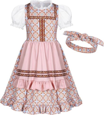 WonderBabe Girls Pioneer Dress Colonial Dress Girls Prairie Costume Kids Halloween Party Dress up Outfits in Saudi Arabia