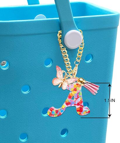 Letter Keychains Charms for Bogg Bag, Pink Love Sequin Decorative Letter Accessories Charms for Simply Southern Bag. in Saudi Arabia