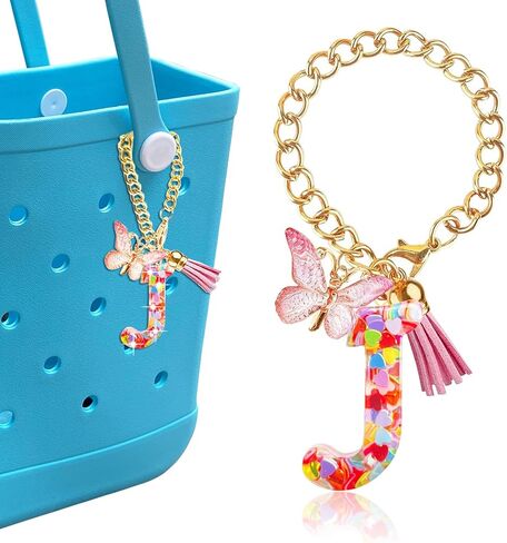 Letter Keychains Charms for Bogg Bag, Pink Love Sequin Decorative Letter Accessories Charms for Simply Southern Bag. in Saudi Arabia