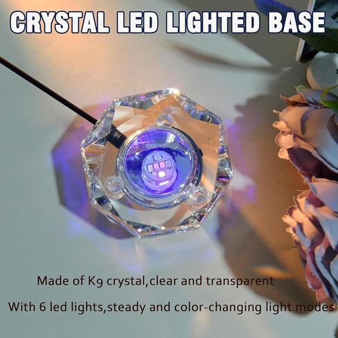 قاعدة كريستال LED مضاءة لفن الزجاج، قاعدة زجاجية مثمنة، حامل مصباح متغير الألوان، حامل عرض الألوان مع لوحة عرض مضاءة طاقة تيار متردد لفن الزجاج ثلاثي الأبعاد، والمجوهرات، والتماثيل in Kuwait