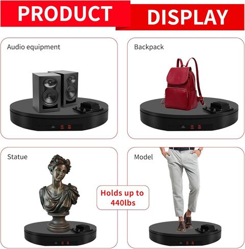 19.7In/50cm Large Motorized Rotating Display Stand,400Lb Capacity Electric rotary table,360°Rotating Platform,Heavy Duty Motorized Electric Turntable,Exhibition Rotating Table with Power Outlet in Saudi Arabia