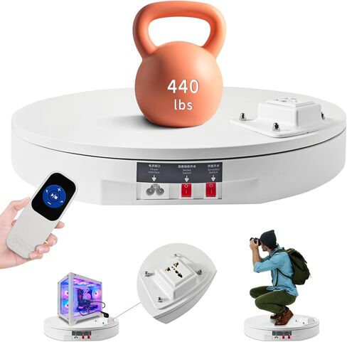 19.7In/50cm Large Motorized Rotating Display Stand,400Lb Capacity Electric rotary table,360°Rotating Platform,Heavy Duty Motorized Electric Turntable,Exhibition Rotating Table with Power Outlet in Saudi Arabia