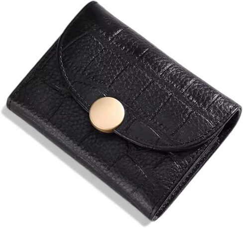 Women’s Genuine Leather Short Wallet, Compact Card Holder with RFID Blocking, Button Snap Closure, 12 Card Slots, Slim Minimalist Small Leather Wallet for Everyday Use and Gift for Women (Wine Red) in Kuwait