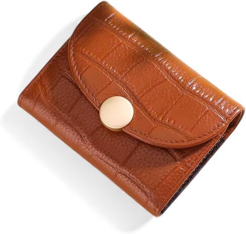 Women’s Genuine Leather Short Wallet, Compact Card Holder with RFID Blocking, Button Snap Closure, 12 Card Slots, Slim Minimalist Small Leather Wallet for Everyday Use and Gift for Women (Wine Red) in Saudi Arabia