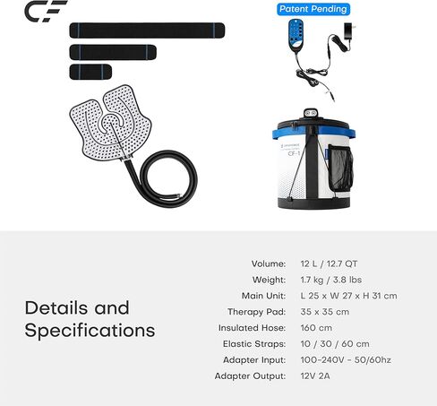 CF-1 Cold Therapy Machine for Knee Surgery Recovery, Quiet Ice Therapy System for Home Bedside Overnight Use with Programmable Timer, Large Capacity Cooling for ACL, TKR, Knee Replacement in Kuwait