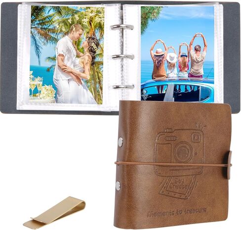 Small Photo Album Book, Mini 2x3 Photo Albums for Polaroid Wallet Size Photos, Portable PU Leather Pocket Photo Book for 100 Pics, Gift for Women Mom Friend in Saudi Arabia