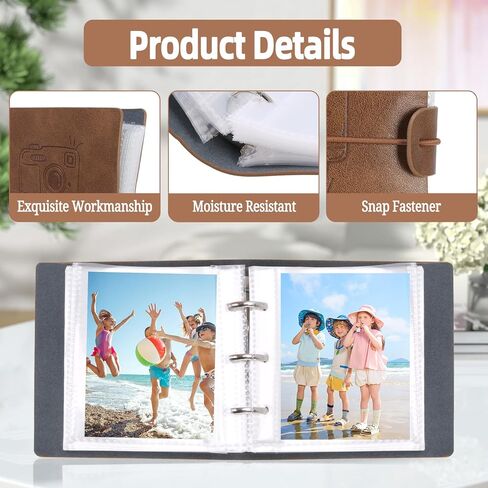 Small Photo Album Book, Mini 2x3 Photo Albums for Polaroid Wallet Size Photos, Portable PU Leather Pocket Photo Book for 100 Pics, Gift for Women Mom Friend in Saudi Arabia