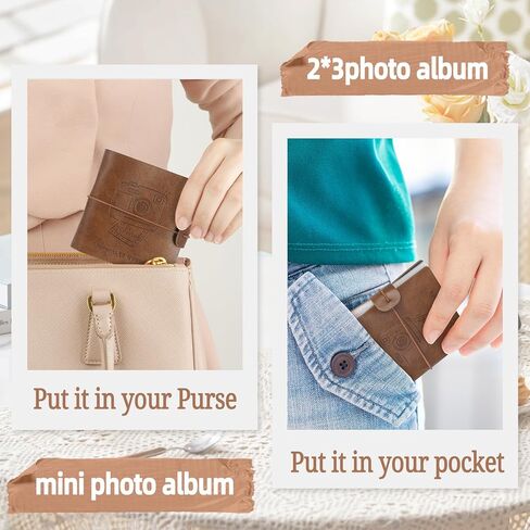 Small Photo Album Book, Mini 2x3 Photo Albums for Polaroid Wallet Size Photos, Portable PU Leather Pocket Photo Book for 100 Pics, Gift for Women Mom Friend in Saudi Arabia