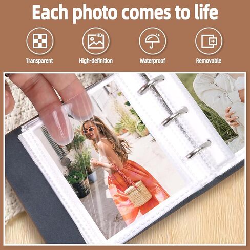 Small Photo Album Book, Mini 2x3 Photo Albums for Polaroid Wallet Size Photos, Portable PU Leather Pocket Photo Book for 100 Pics, Gift for Women Mom Friend in Saudi Arabia