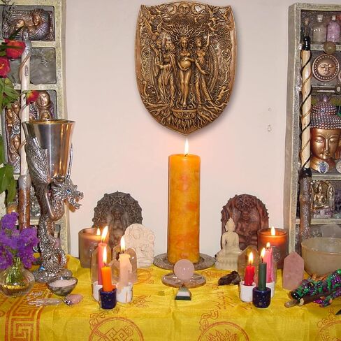 Triple Moon Wall Decor With Celtic Knots In Wiccan Culture, Goddess Worshiper and Pagan Believers, Mother, Maiden And Crone Symbol In Witchcraft Shield Plaque With Triple Moon Phase Altar Decoration in Saudi Arabia