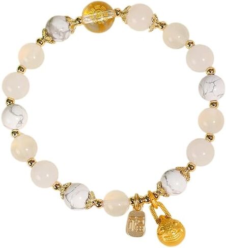 Five Elements Feng Shui Bracelet for Women – Crystal Beaded Energy Bracelet with Imperial Palace-Style Gold-Swallowing Beast, Good Luck, Wealth & Positive Energy in Saudi Arabia