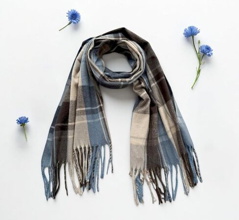 Womens 79" Long Scarf Winter Warm Shawls Wraps Family Spring Fall for Women or Men Plaid Stripe Scarves in Saudi Arabia