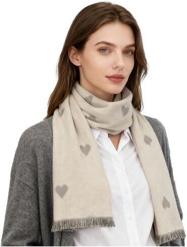Sumato Double Sided Scarf for Women Heart Print & Letter B Winter Scarves Soft Cashmere Feel Lightweight Warm Shawl in Saudi Arabia