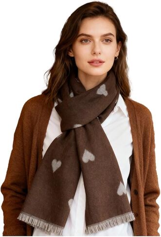 Sumato Double Sided Scarf for Women Heart Print & Letter B Winter Scarves Soft Cashmere Feel Lightweight Warm Shawl in Saudi Arabia