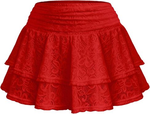 Lace Ruffle Mini Skirts for Women Pleated Micro Skirt High Waisted Layered Casual Flowy Y2k Cute Short 2026 in Saudi Arabia