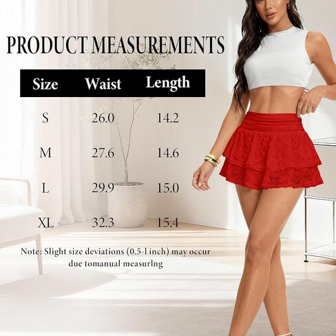 Lace Ruffle Mini Skirts for Women Pleated Micro Skirt High Waisted Layered Casual Flowy Y2k Cute Short 2026 in Saudi Arabia