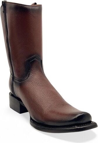 Men's Leather Midcalf Western Cowboy Boot Dubai Square Toe With Full Side Zipper in Saudi Arabia