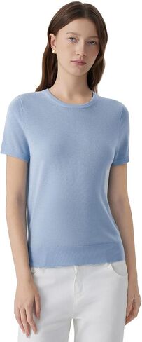SUUKSESS Women Silk Cashmere Blend Crew Neck Short Sleeve Sweaters Casual Blouse in Saudi Arabia