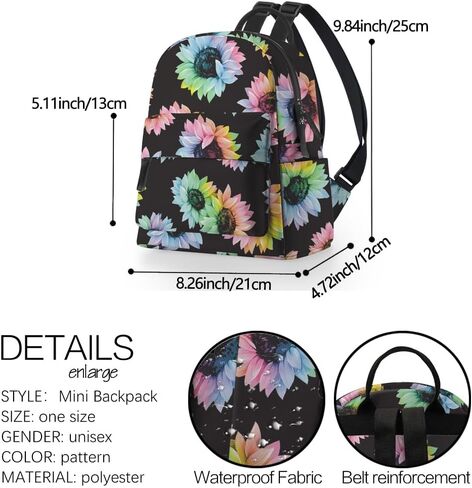 Mini Backpack for Women - Cute Small Backpack Purse with Multi Pockets, Water-Resistant 3D Printed Graphic-51 in Saudi Arabia