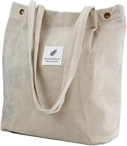 Corduroy Tote Bag for Women, Large Capacity Shoulder Bag with Inner Pocket for Travel Work Shopping Canvas Handbags in Saudi Arabia