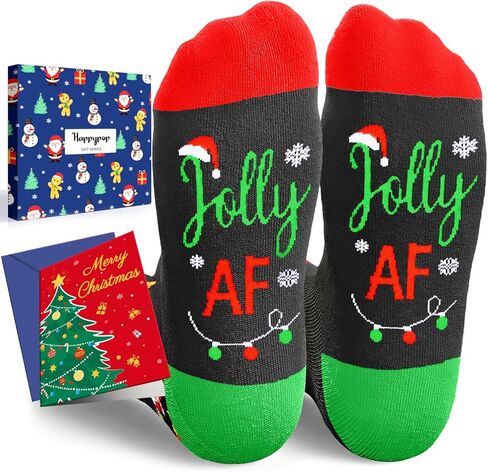 HAPPYPOP Christmas Socks for Adults - Gingerbread Santa Xmas Gifts with Greeting Card in Saudi Arabia