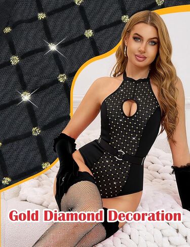 Comeondear مجموعة الملابس الداخلية المثيرة للنساء هالتر تيدي ارتداءها مع قفازات كلوبوير ملابس شقية 3 قطع S-2XL in Kuwait