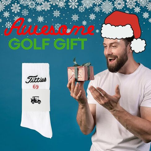 جوارب جولف مضحكة من ZEETY - جوارب بيضاء مبتكرة، هدايا جولف فريدة وإكسسوارات جولف، زوج واحد في كل عبوة، مقاس 9-13 in Kuwait