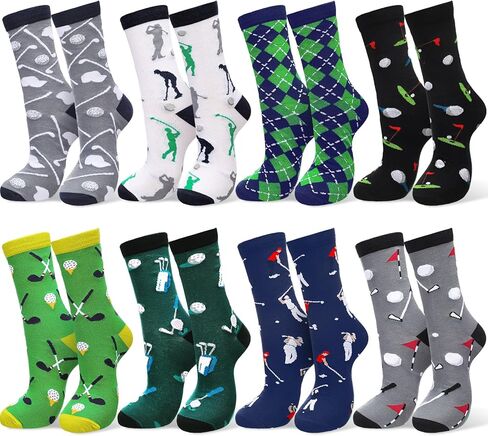 8 Pairs Golf Socks Valentine's Day Gifts Funny Dress Crew Novelty Socks Holiday Gifts for Adult Sport Golf Lover in Kuwait