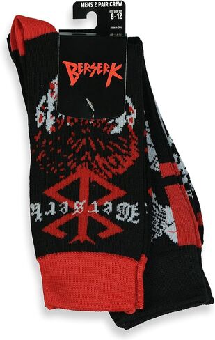 جوارب Berserk للرجال، تصميمات مستوحاة من الشجاعة، جوارب طاقم منتصف الساق للبالغين، زوجان يناسب مقاس الحذاء 8-12 in Kuwait