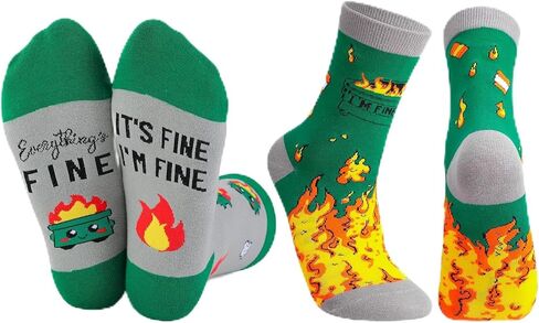 2 Pairs Funny Dumpste Fire Socks With Box Novelty Socks Men and Women on Birthday Christmas Easter for Son/Daughter in Saudi Arabia