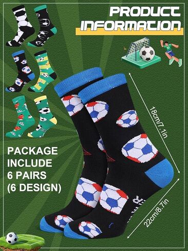 6 Pairs Funny Soccer Socks for Men Women, Novelty Athletic Crew Socks, Holiday Birthday Christmas Gift for Lovers, Players, and Teams in Saudi Arabia