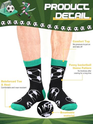 6 Pairs Funny Soccer Socks for Men Women, Novelty Athletic Crew Socks, Holiday Birthday Christmas Gift for Lovers, Players, and Teams in Saudi Arabia