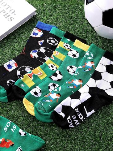 6 Pairs Funny Soccer Socks for Men Women, Novelty Athletic Crew Socks, Holiday Birthday Christmas Gift for Lovers, Players, and Teams in Saudi Arabia