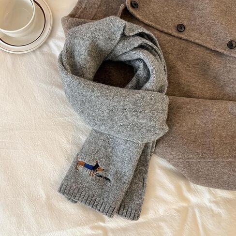 Wool Scarf with Dachshund Design for Women - Soft Warm Winter Neck Wrap, Elastic Stretch Fit, Casual Outings & Cold Weather in Saudi Arabia