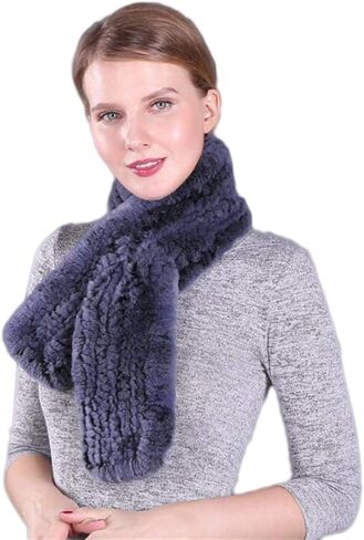 KAISHIN Winter Dense Woven Real Fur Long Scarves for Women Thickening Warm Solid Knitted Rex Rabbit Fur Mufflers in Saudi Arabia
