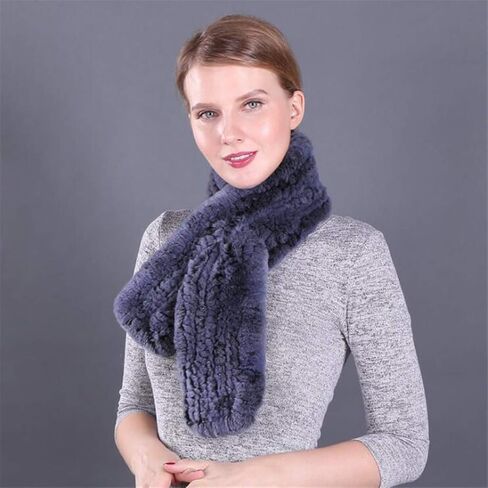 KAISHIN Winter Dense Woven Real Fur Long Scarves for Women Thickening Warm Solid Knitted Rex Rabbit Fur Mufflers in Saudi Arabia