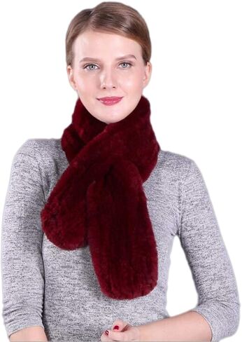KAISHIN Winter Dense Woven Real Fur Long Scarves for Women Thickening Warm Solid Knitted Rex Rabbit Fur Mufflers in Saudi Arabia