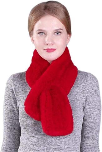 KAISHIN Winter Dense Woven Real Fur Long Scarves for Women Thickening Warm Solid Knitted Rex Rabbit Fur Mufflers in Saudi Arabia