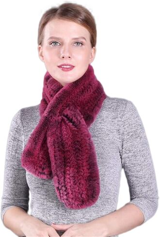 KAISHIN Winter Dense Woven Real Fur Long Scarves for Women Thickening Warm Solid Knitted Rex Rabbit Fur Mufflers in Saudi Arabia