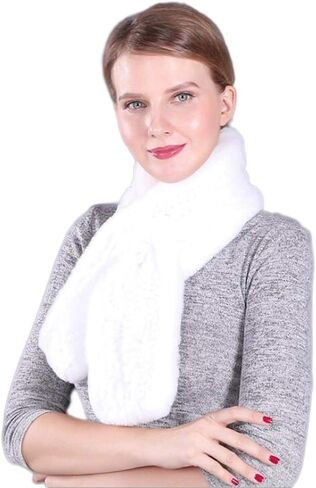 KAISHIN Winter Dense Woven Real Fur Long Scarves for Women Thickening Warm Solid Knitted Rex Rabbit Fur Mufflers in Saudi Arabia