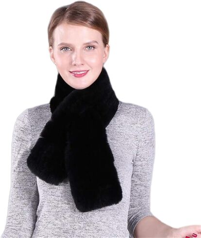 KAISHIN Winter Dense Woven Real Fur Long Scarves for Women Thickening Warm Solid Knitted Rex Rabbit Fur Mufflers in Saudi Arabia