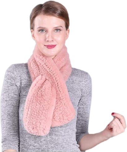 KAISHIN Winter Dense Woven Real Fur Long Scarves for Women Thickening Warm Solid Knitted Rex Rabbit Fur Mufflers in Saudi Arabia