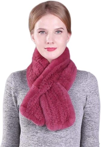 KAISHIN Winter Dense Woven Real Fur Long Scarves for Women Thickening Warm Solid Knitted Rex Rabbit Fur Mufflers in Saudi Arabia