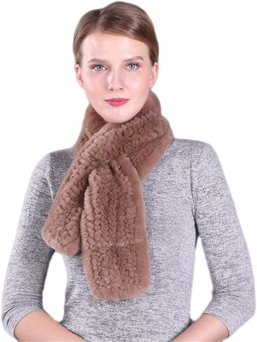 KAISHIN Winter Dense Woven Real Fur Long Scarves for Women Thickening Warm Solid Knitted Rex Rabbit Fur Mufflers in Saudi Arabia
