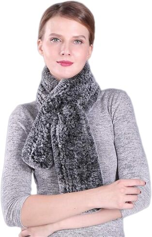 KAISHIN Winter Dense Woven Real Fur Long Scarves for Women Thickening Warm Solid Knitted Rex Rabbit Fur Mufflers in Saudi Arabia
