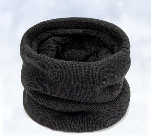 Scarf Winter Double-Layer Neck Warmer Knit Fleece Lined Circle Loop Scarves Gifts For Women Men in Saudi Arabia