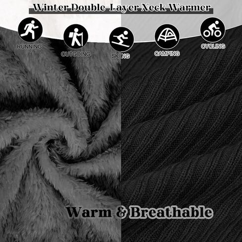 Scarf Winter Double-Layer Neck Warmer Knit Fleece Lined Circle Loop Scarves Gifts For Women Men in Saudi Arabia