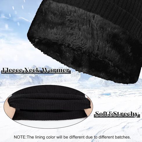 Scarf Winter Double-Layer Neck Warmer Knit Fleece Lined Circle Loop Scarves Gifts For Women Men in Saudi Arabia
